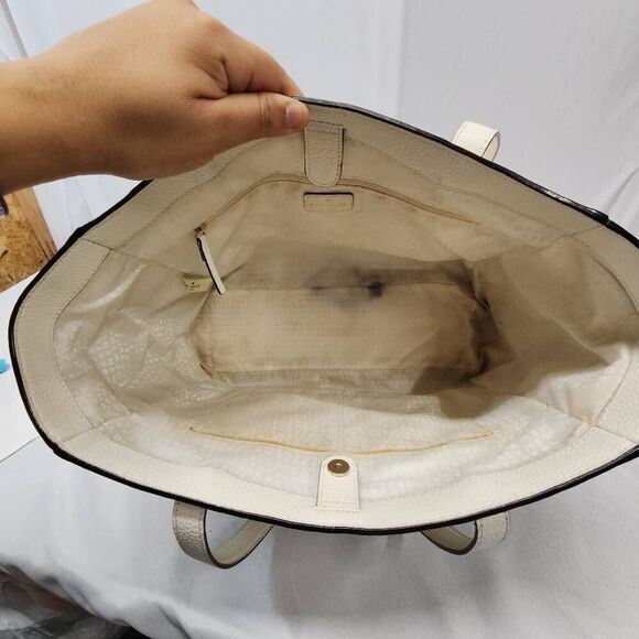 Kate Spade New York Bridge Place Francisca Large Tote Leather Bag White Cream - Picture 10 of 13